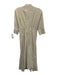 KITX Size 4-6 Cream & Black Linen Short Sleeve Stripe Snaps Midi Dress Cream & Black / 4-6
