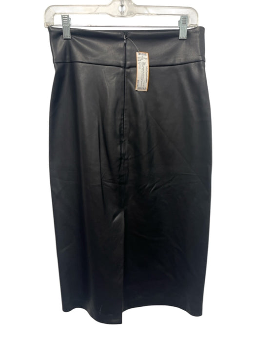 Enza Costa Size 1 Black Polyester & Polyurethane Pleather Side Zip Skirt Black / 1