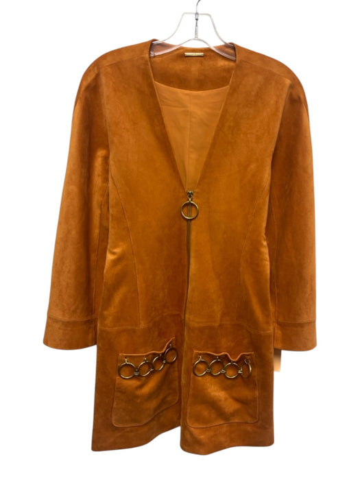 Alexis Size S Orange & Brass Polyester & Elastane Faux Suede 3/4 Sleeve Dress Orange & Brass / S