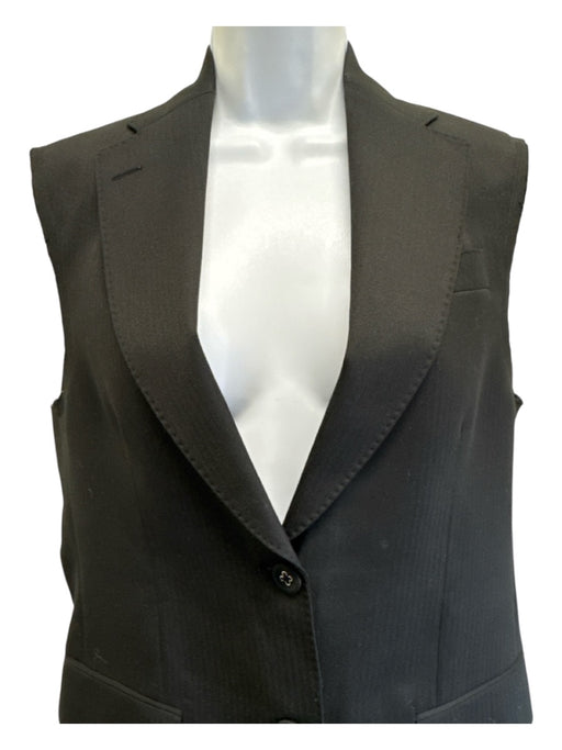 Officine Generale Size 34 Black Virgin Wool Vest Buttons Wide Leg Pant Set Black / 34