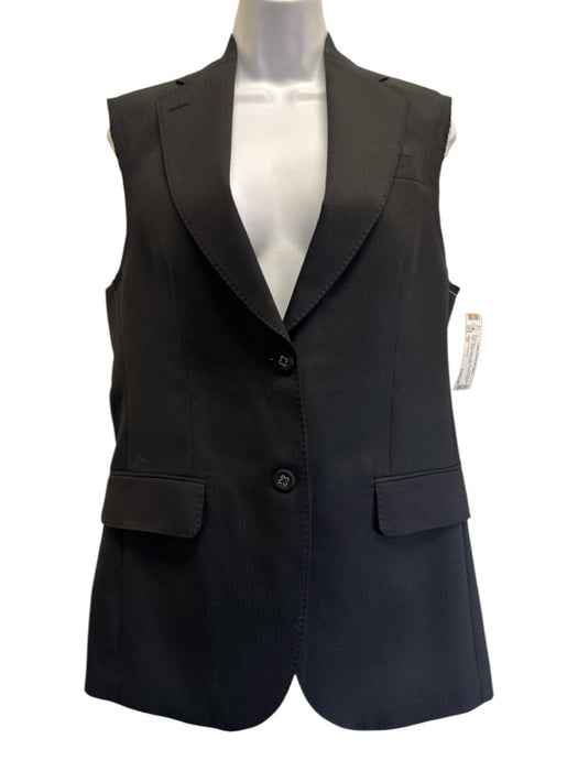 Officine Generale Size 34 Black Virgin Wool Vest Buttons Wide Leg Pant Set Black / 34