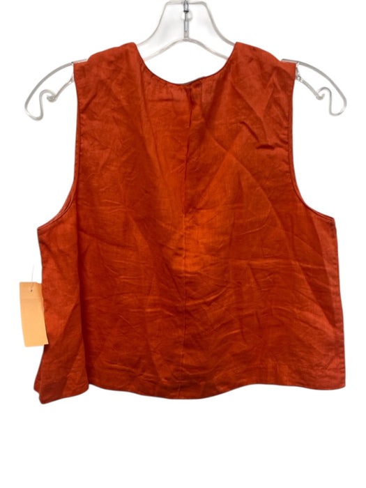 Beautiful People Size S Orange Linen Sleeveless V Neck Tassel Midi Skirt Set Orange / S
