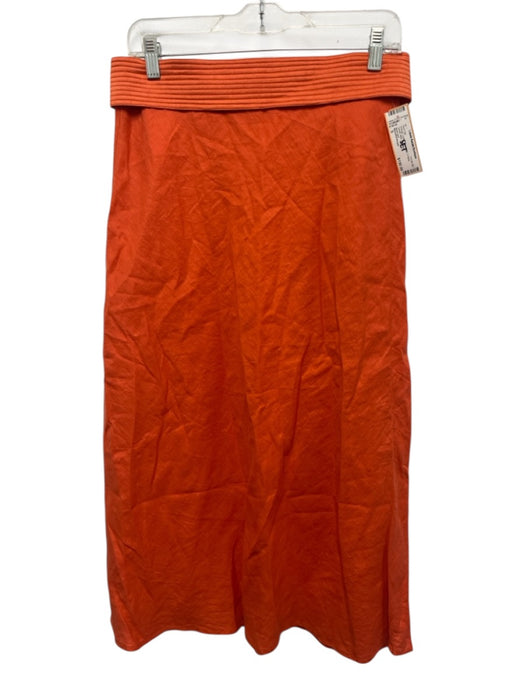 Beautiful People Size S Orange Linen Sleeveless V Neck Tassel Midi Skirt Set Orange / S