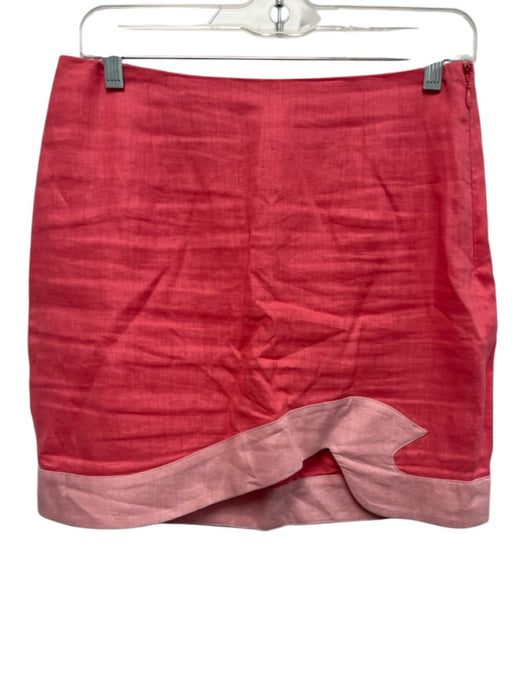 Staud Size S/6 Pink & Light Pink Linen Sleeveless Wave Crop Mini Skirt Set Pink & Light Pink / S/6