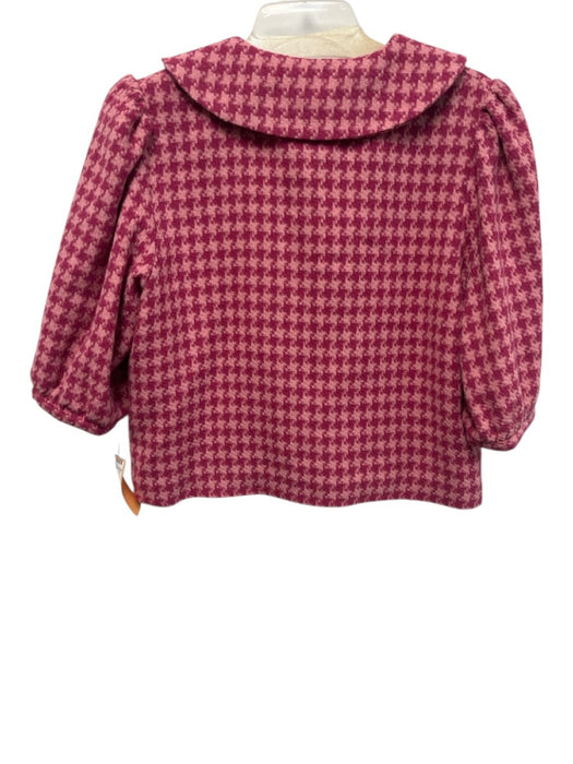 Maria de la Orden Size 38 Pink & Burgundy Acrylic & Wool Houndstooth Skirt Set Pink & Burgundy / 38
