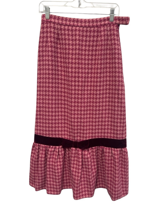 Maria de la Orden Size 38 Pink & Burgundy Acrylic & Wool Houndstooth Skirt Set Pink & Burgundy / 38