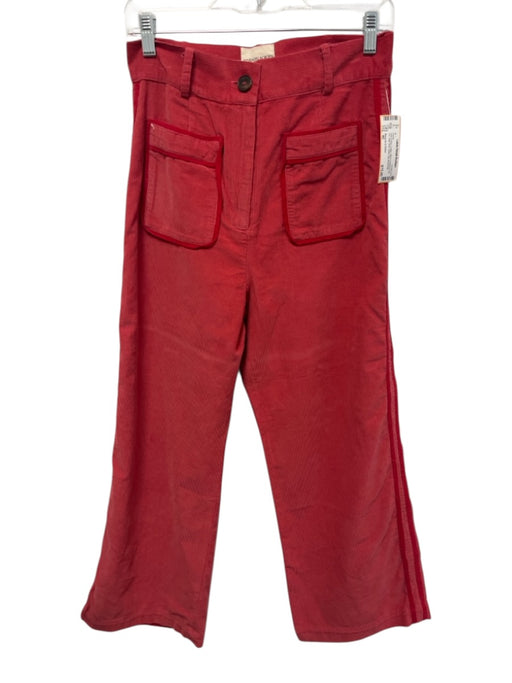 Maria de la Orden Size 40 Pink & Red Cotton Micro Corduroy Zip Fly Pants Pink & Red / 40