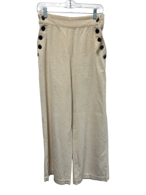 Maria de la Orden Size 38 Cream Cotton Corduroy Sailor Buttons Wide Leg Pants Cream / 38