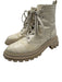 Schutz Shoe Size 10B Beige & Cream Croc Embossed Leather Lace Up Half Calf Boots Beige & Cream / 10B
