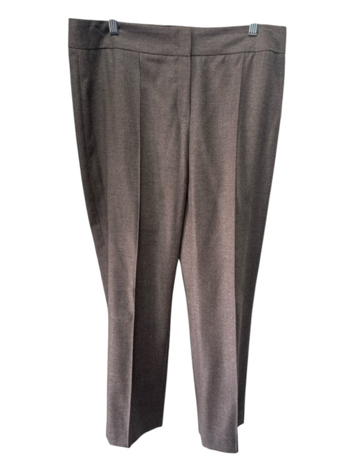 Escada Size L/42 Taupe Brown Wool Shimmer hook & zip Trouser Front Seam Pants Taupe Brown / L/42