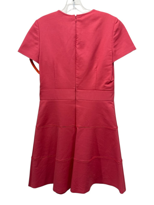 Red Valentino Size 44 Salmon Pink Polyester Short Sleeve Ladder Lace Dress Salmon Pink / 44