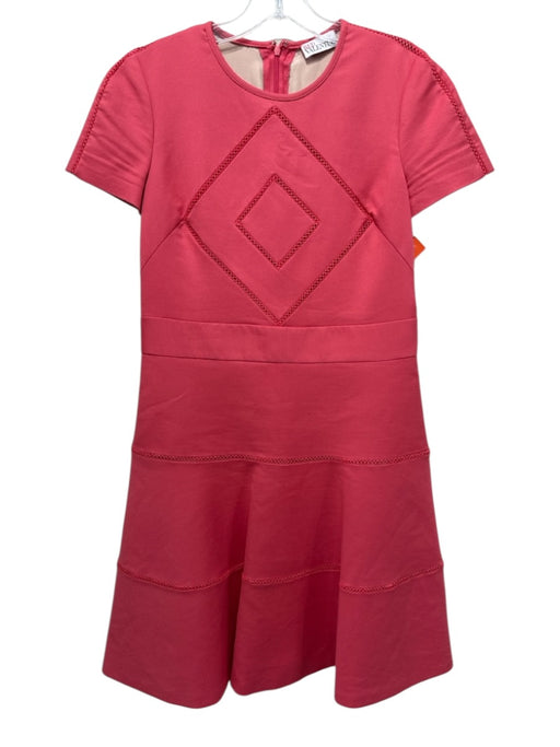 Red Valentino Size 44 Salmon Pink Polyester Short Sleeve Ladder Lace Dress Salmon Pink / 44