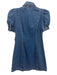 BlankNYC Size XS Medium Wash Cotton Denim Snap Button Short Puff Sleeve Dress Medium Wash / XS
