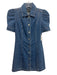 BlankNYC Size XS Medium Wash Cotton Denim Snap Button Short Puff Sleeve Dress Medium Wash / XS