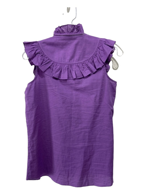 Figue Size S Purple Cotton Ruffle Neck Ruffle Cap Sleeve Tassle Detail Top Purple / S