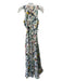 Banana Republic Size 0 White & Multi Polyester Floral Round Neck Maxi Dress White & Multi / 0