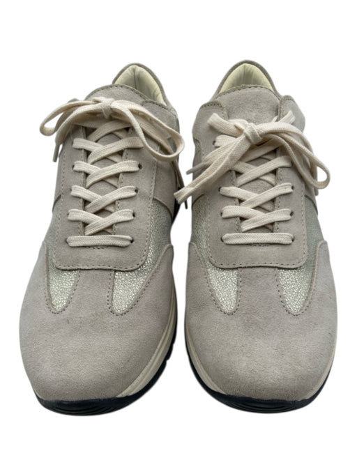 Paige Shoe Size 9 Light Gray Leather Upper Metallic Accent Low Top Sneakers Light Gray / 9