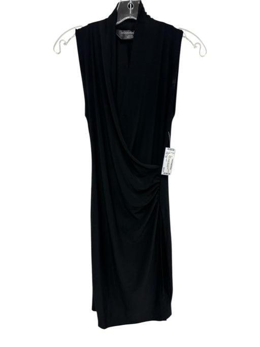 Norma Kamali Size XS Black Polyester Blend Sleeveless Ruched Surplice Dress Black / XS
