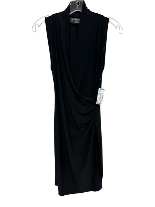 Norma Kamali Size XS Black Polyester Blend Sleeveless Ruched Surplice Dress Black / XS