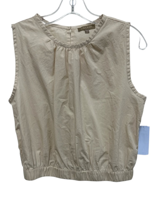 Lilla P Size XS Beige Cotton Sleeveless Elastic Waist Gathered Top Beige / XS