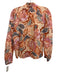 Suncoo Size 0 Pink, Orange, Blue Cotton Long Sleeve Abstract Floral Pintuck Top Pink, Orange, Blue / 0