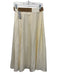 Zara Size XS White & Brown Polyester Side Zip Pleated Belt Inc. Maxi Skirt White & Brown / XS