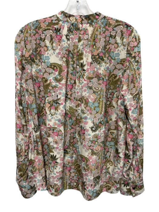 Zadig & Voltaire Size XS Green, Pink, White Viscose Long Sleeve Floral Top Green, Pink, White / XS
