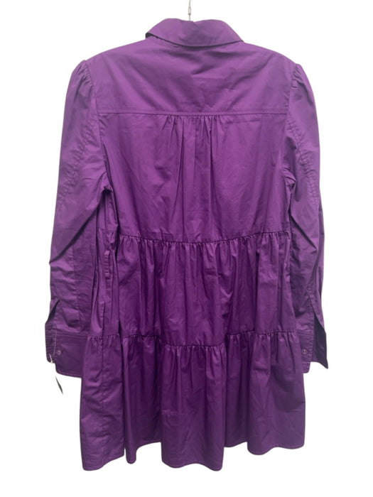 Karina Grimaldi Size XS Purple Cotton Long Sleeve Collar Belt Inc. Dress Purple / XS