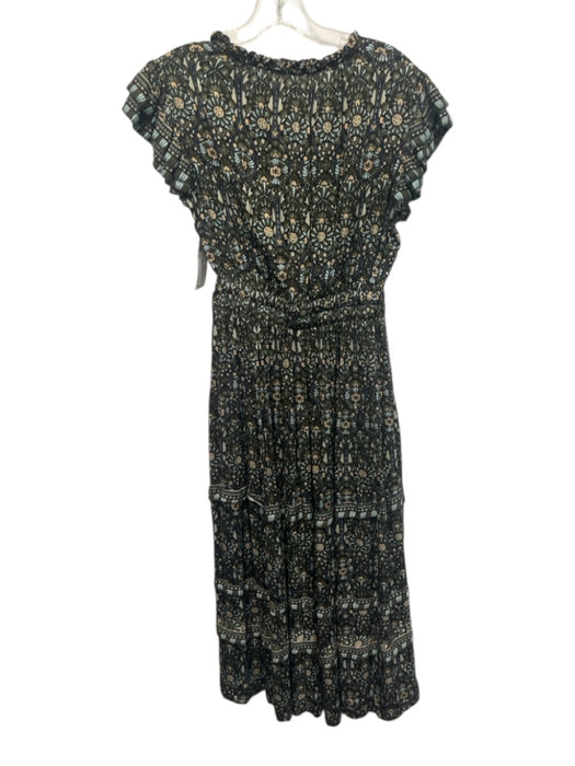 Omika Size XS Green, Blue & Black Modal Flutter Cap sleeve Paisley Maxi Dress Green, Blue & Black / XS