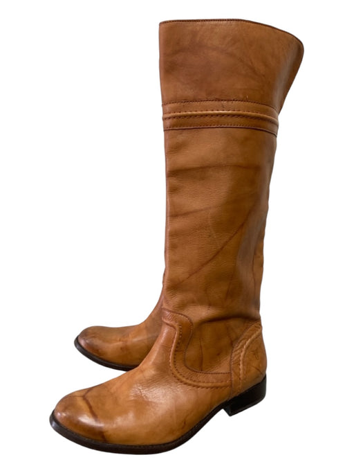 Frye Shoe Size 9.5 Brown Leather Almond Toe Knee High Slip On Boots Brown / 9.5