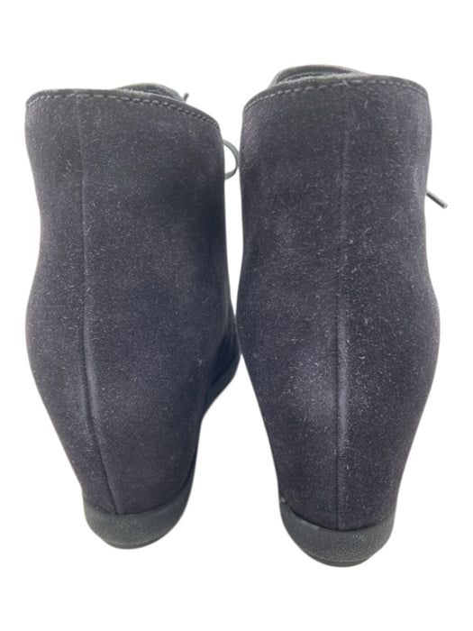 Prada Shoe Size 41.5 Black Suede Lace Up Wedge Ankle Booties Black / 41.5