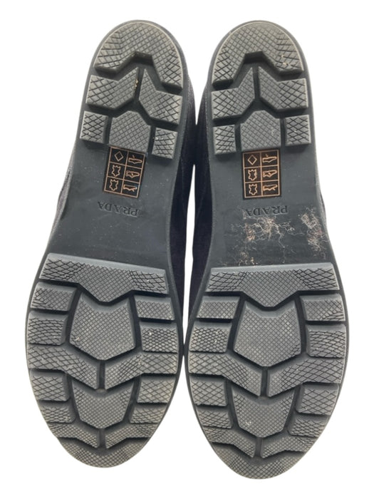 Prada Shoe Size 41.5 Black Suede Lace Up Wedge Ankle Booties Black / 41.5