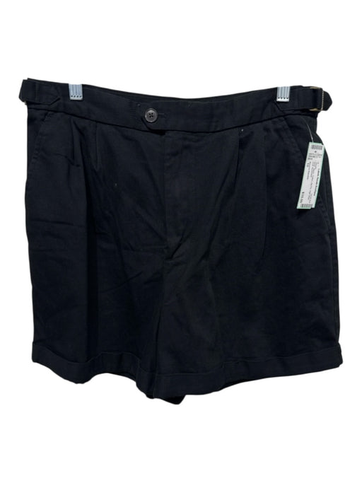 Banana Republic Size 10 Black Cotton Zip Fly High Rise Cuff Shorts Black / 10