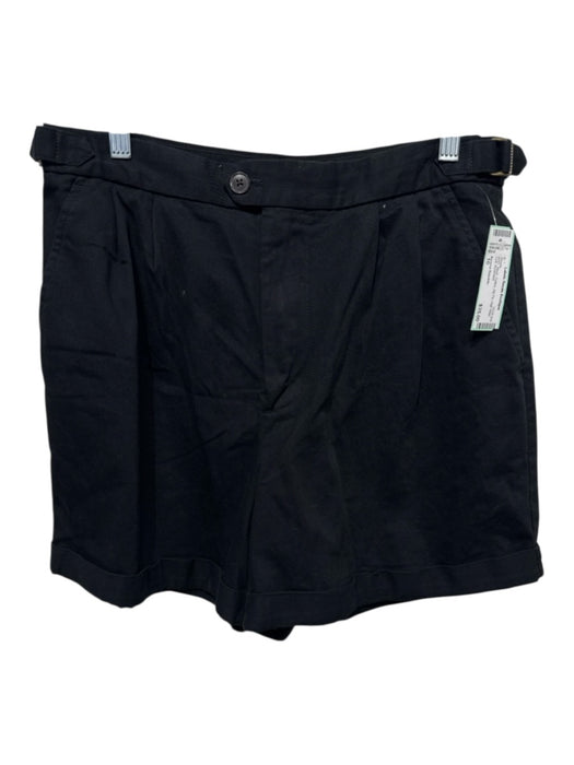 Banana Republic Size 10 Black Cotton Zip Fly High Rise Cuff Shorts Black / 10