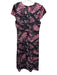 Reiss Size 10 Black, Pink, Gray Viscose Cap Sleeve Abstract Dots V Neck Dress Black, Pink, Gray / 10
