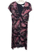 Reiss Size 10 Black, Pink, Gray Viscose Cap Sleeve Abstract Dots V Neck Dress Black, Pink, Gray / 10