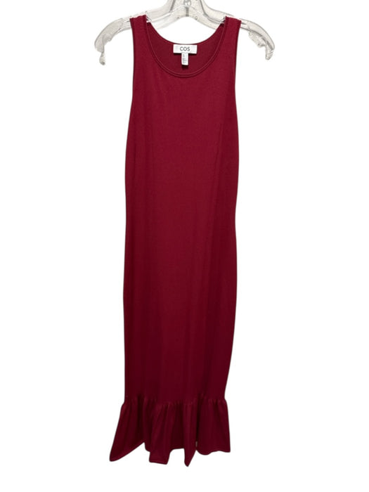 COS Size M Red Viscose & Polyamide Sleeveless Scoop Neck Ruffle Hem Dress Red / M