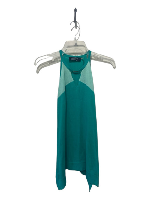 Magaschoni Size XS Teal Cotton Sleeveless color block silver hardware Tunic Top Teal / XS