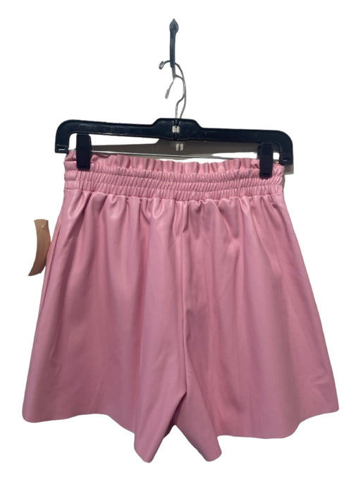 Buru Size Small Pink Cotton Blend Elastic Drawstring Waist faux leather Shorts Pink / Small
