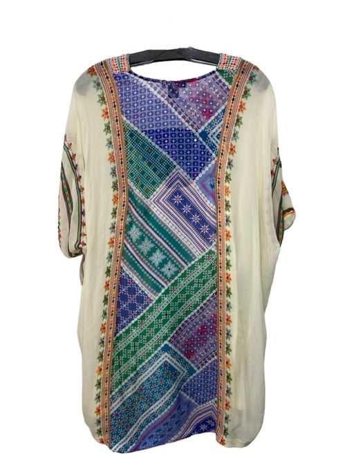 Tanvi Kedia Size XS Cream, Blue, Green Rayon Batwing Cover Up Dress Cream, Blue, Green / XS