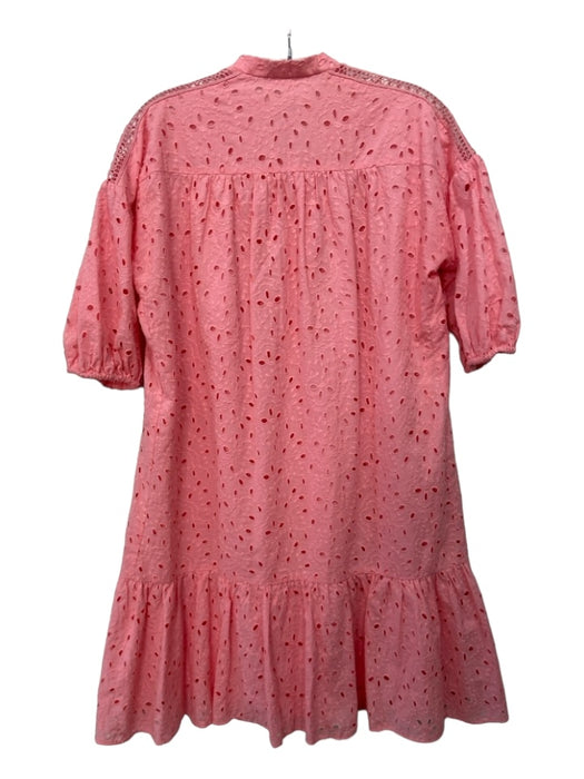 Diane Von Furstenberg Size XS Light Pink Cotton Eyelet Short Puff Sleeve Dress Light Pink / XS