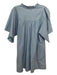 Sofia Size S Blue Cotton Blend Ruffle V Neck Short Sleeve Above knee Shift Dress Blue / S