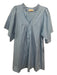 Sofia Size S Blue Cotton Blend Ruffle V Neck Short Sleeve Above knee Shift Dress Blue / S