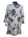 Johnny Was Workshop Size S Gray & White Cotton Collared Button Up Floral Dress Gray & White / S