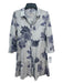 Johnny Was Workshop Size S Gray & White Cotton Collared Button Up Floral Dress Gray & White / S