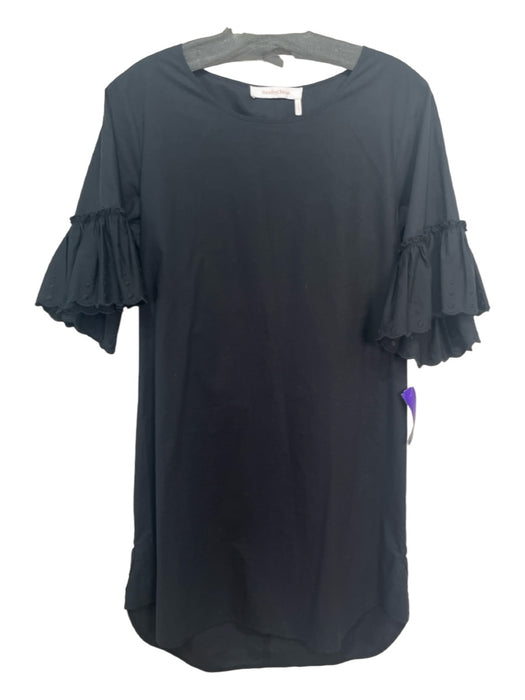 SeeByChloe Size 34 Black Cotton Round Neck 1/2 Flare Sleeve Shift Dress Black / 34