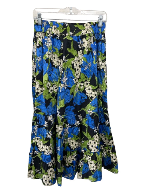 Elizabeth James the Label Size M Black, Blue, Green Cotton Elastic Waist Skirt Black, Blue, Green / M