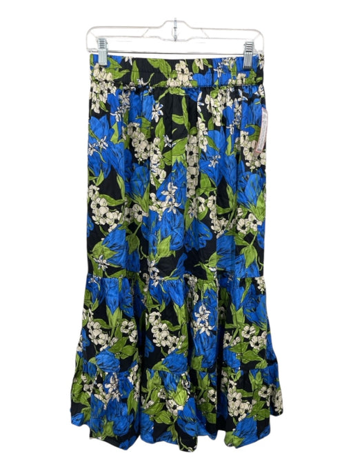Elizabeth James the Label Size M Black, Blue, Green Cotton Elastic Waist Skirt Black, Blue, Green / M
