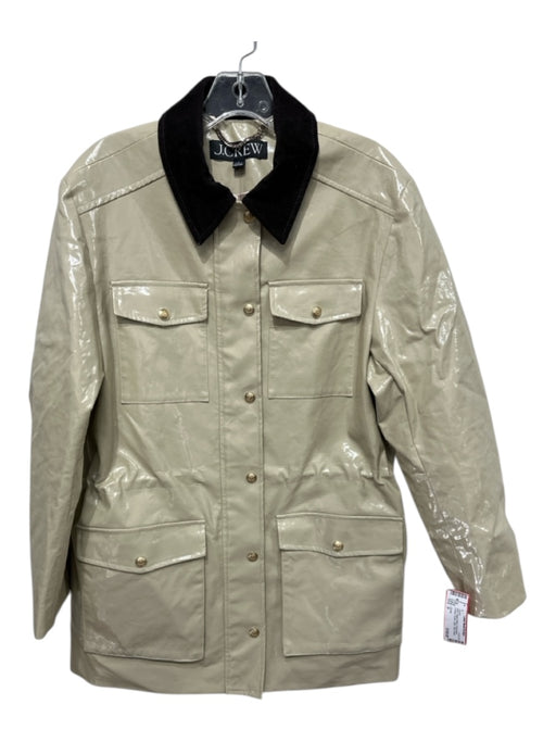 J Crew Size S Beige & Black Polyurethane Coated Ocean Collar Jacket Beige & Black / S