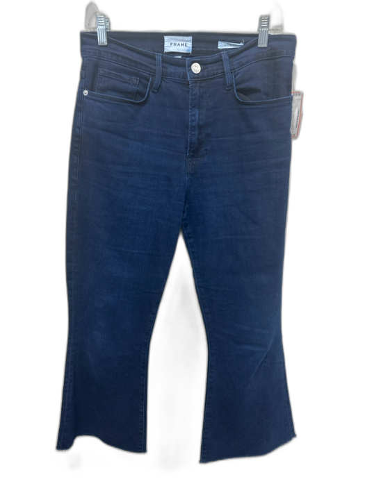 Frame Size 29 Dark Wash Cotton Denim High Rise Crop Flare Jeans Dark Wash / 29